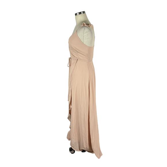 LULUS Here's To Us Pink Pastel Ruffle Hi-Low True Wrap Maxi Dress Size Small S - Picture 2 of 7